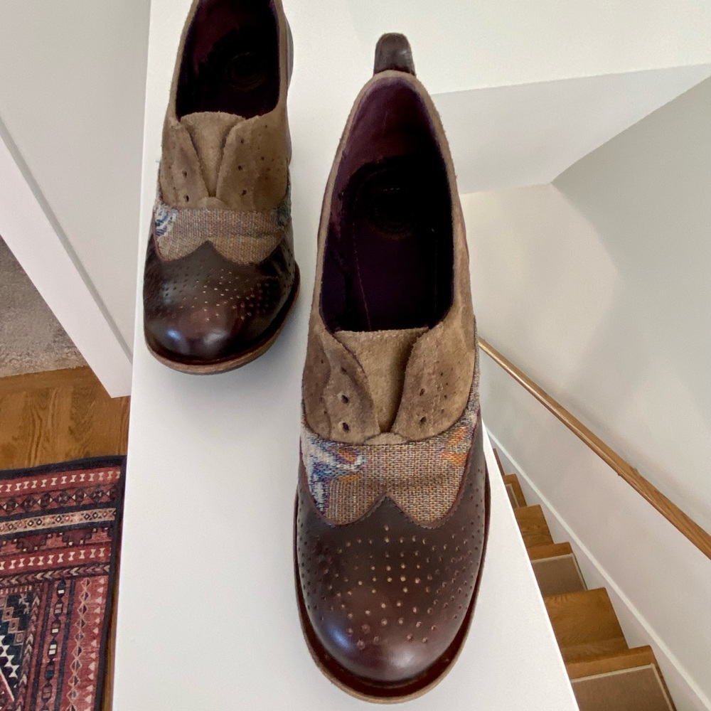 Morenatom mahogany leather, suede with colorful woven fabric shoes - Picture 10 of 11